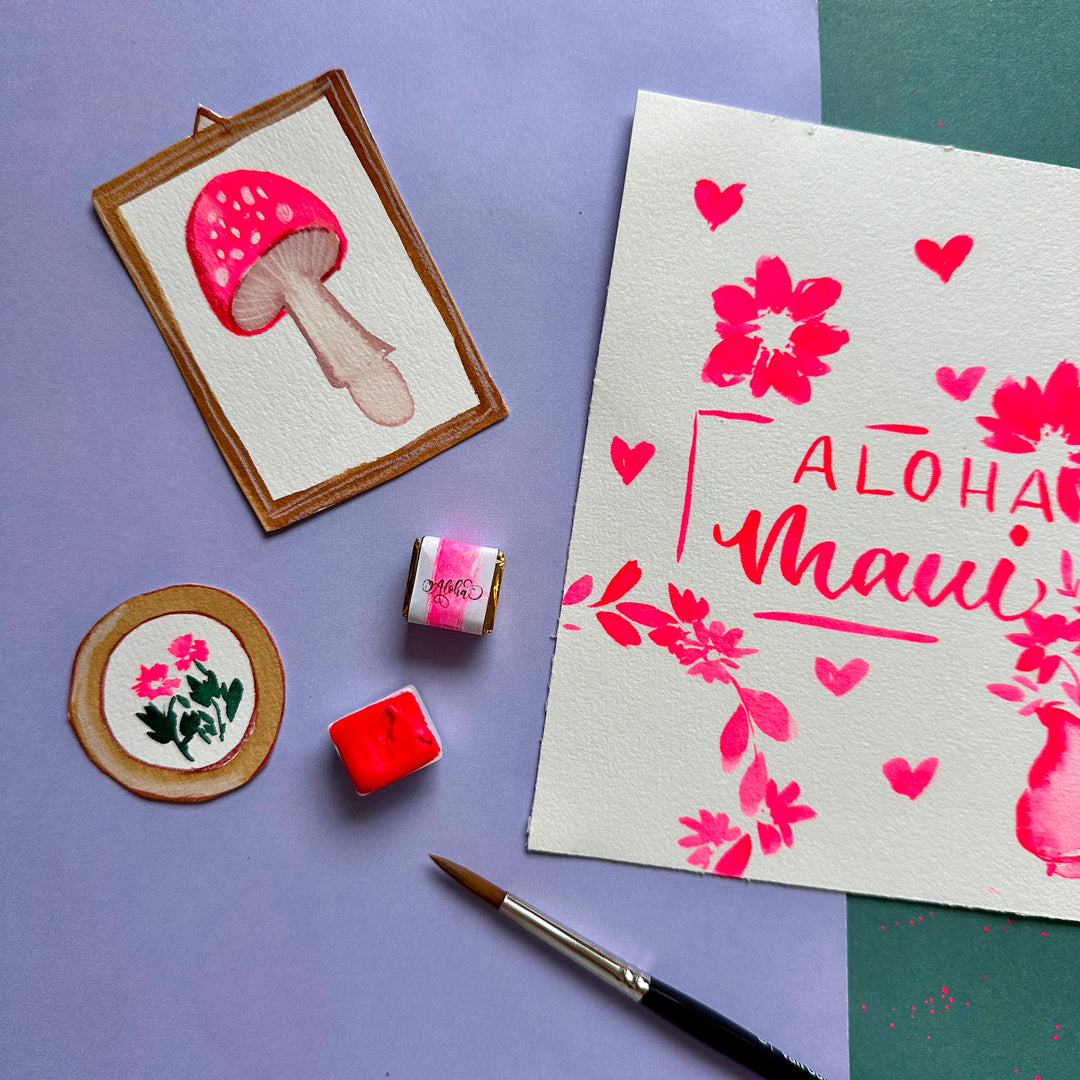 Aloha Watercolors Neon Näpfchen – Maui Pink & Lana'i Orange