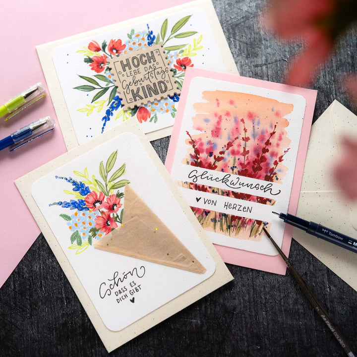 LETTERBRAUT MATERIALPAKET – NIE WIEDER KARTEN KAUFEN „BLUMENGRÜSSE“